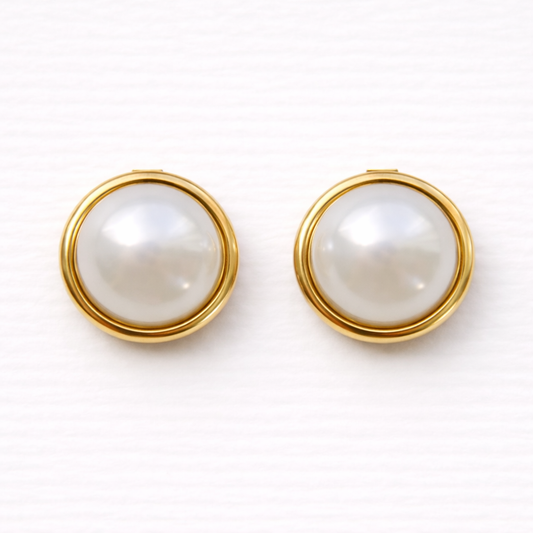 Gold pearl decorative statement button with pearl centre for blouses, shirts, blazers, coats and jackets – Plutee Isla