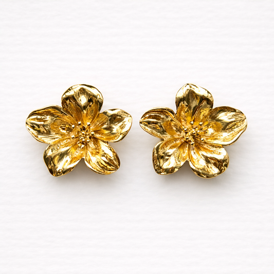Gold decorative flower statement button for blouses, shirts, blazers, coats and jackets – Plutee Mila