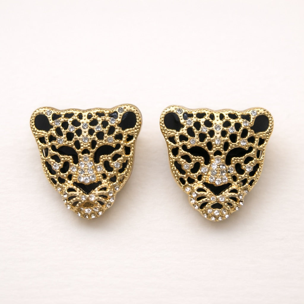 Black and gold leopard decorative statement button with gold centre for blouses, shirts, blazers, coats and jackets – Plutee Cleo