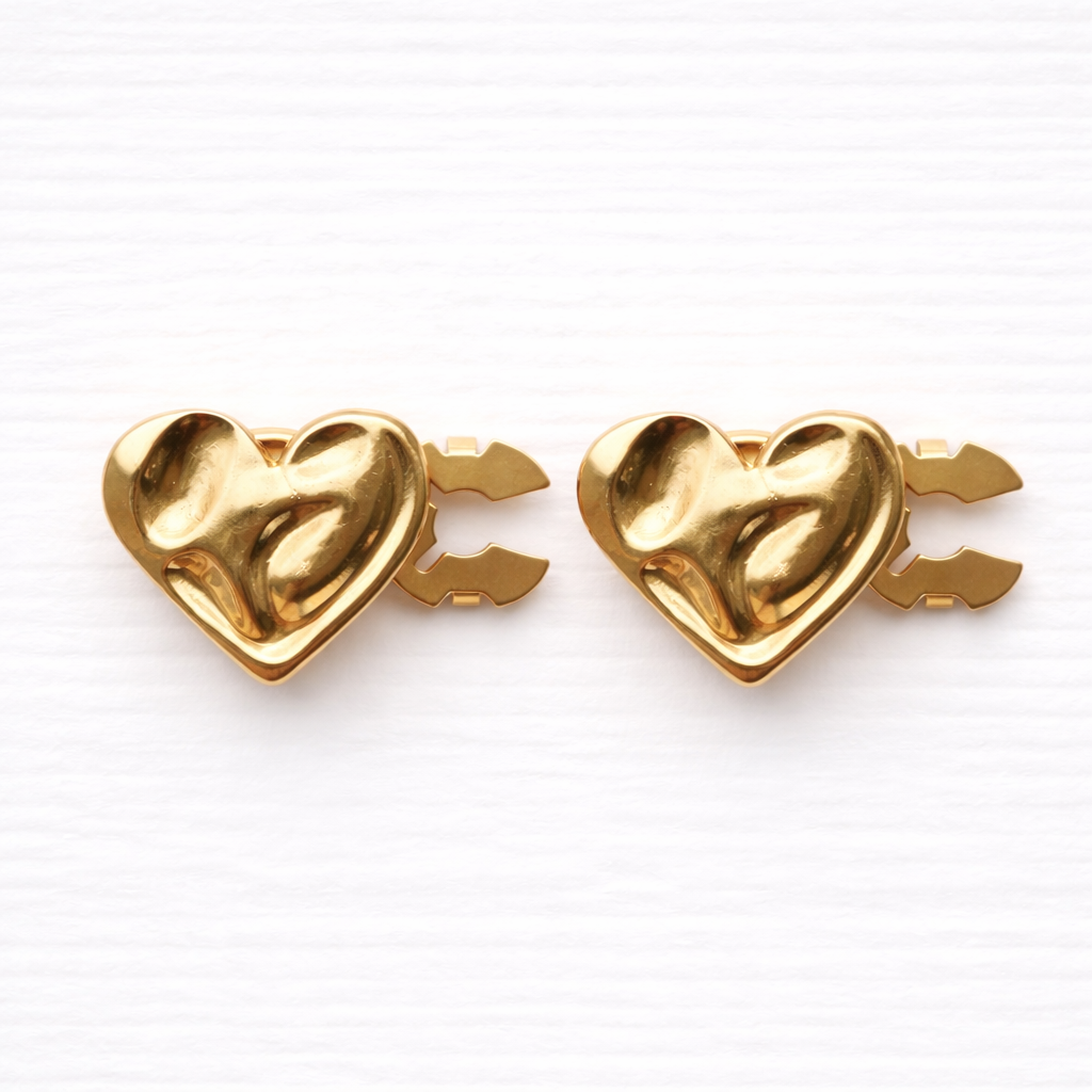 Coco Plutee gold heart buttons with clip backs visible